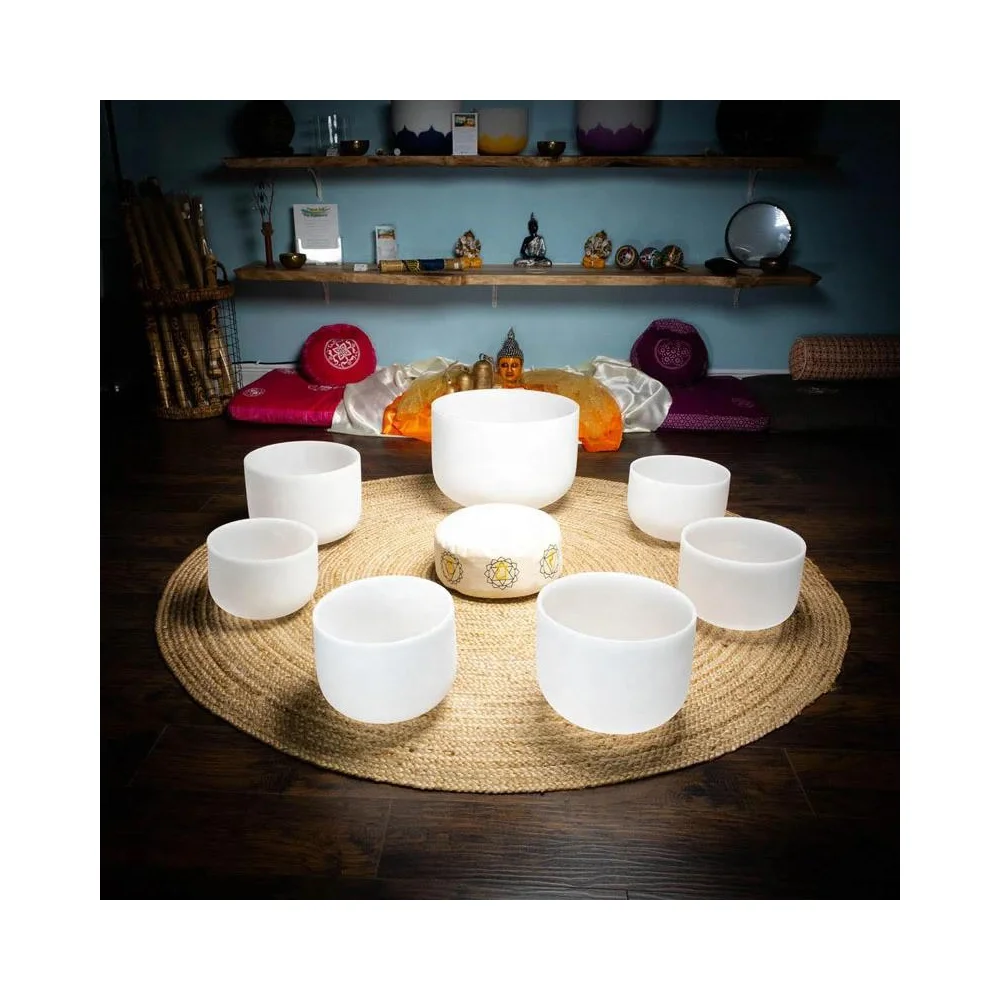 Набор хрустальных чакр 6-14 дюймов, 99.9% кварцевые чаши для исцеления текарапии