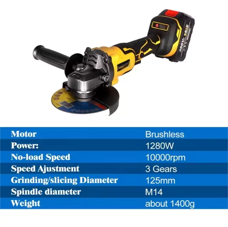 CISIVIS Brushless Angle Grinder M14 14000rpm 3 Gears Variable Cutting Grinding Polishing Power Tool Angle Grinder