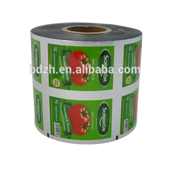 Ketchup tomates auto packaging film roll printed custom food grade sachets tomato souce plastic pet lamination package bag