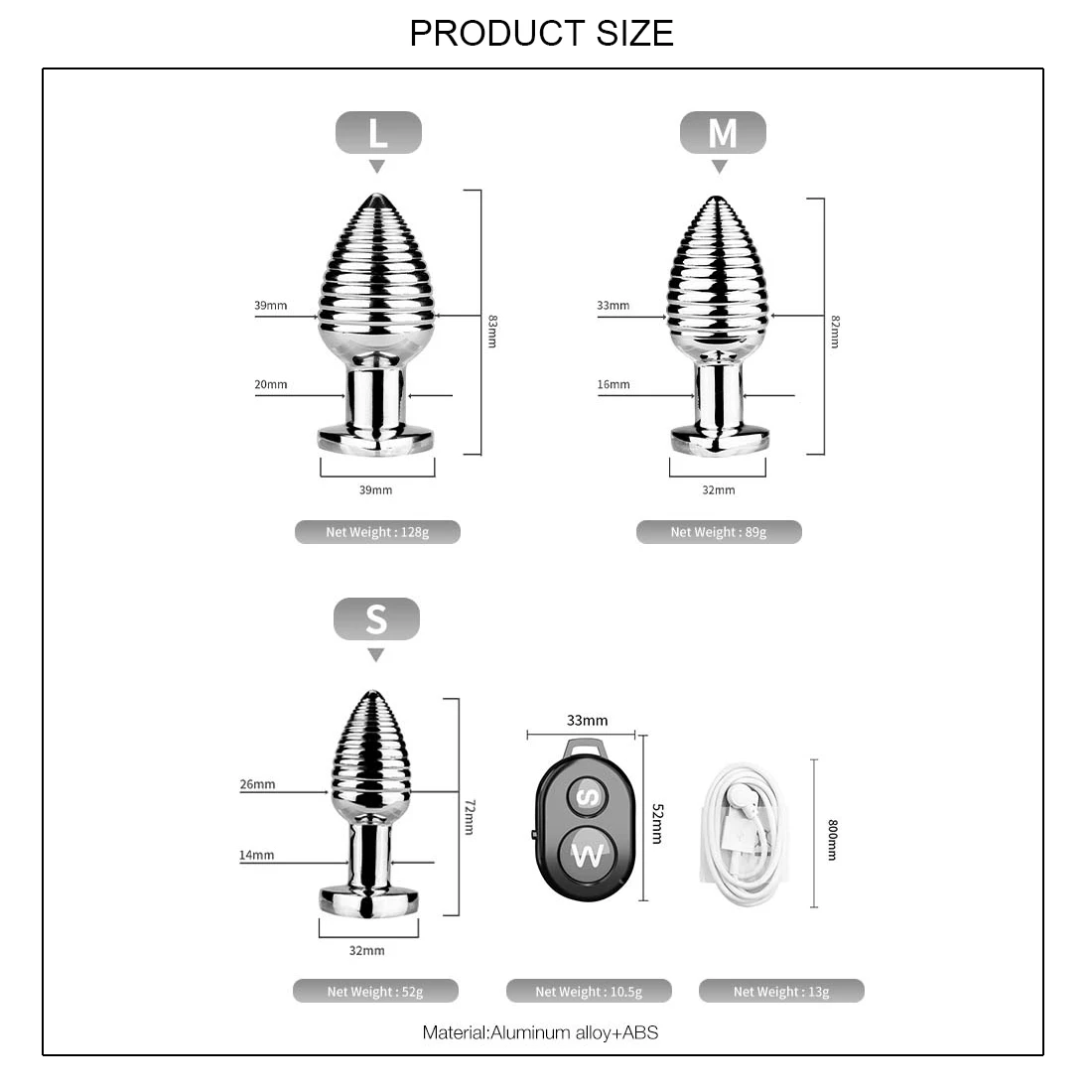 Wireless Remote Control Adult Anal Plug Vibrator Heart Base Metal Vibrating Butt Plug Sex Toys for Women and Men