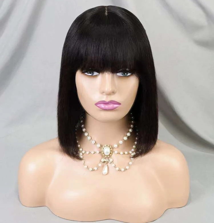Bone Straight Bob Wigs Raw Brazilian Hair Vendor Natural Color Short 1x4 Full Lace Front Human for Black Women