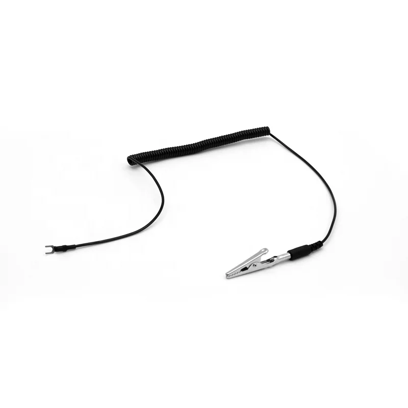 Lowest Price Black With Crocodile Clip Earthing Clamps Anti-Static Clamp Spiral Cable