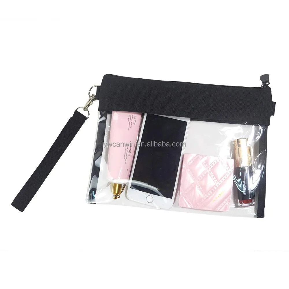 Cosmetic Pouch Bag with Zipper Transparent Waterproof PVC Toiletry Bags for Travel Home Office Make up Brushes Storage
