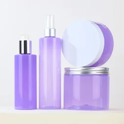 Custom Plastic Cosmetics Packaging Luxury Cosmetic Packaging Set Skin Care Pink Cylinder Bottles And Jars