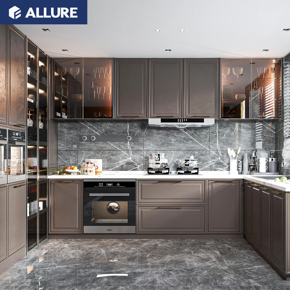 ALLURE automatic outdoor home and kitchen cabinets wholesale Smart designer solid wood melamine kitchen cabinet modern design