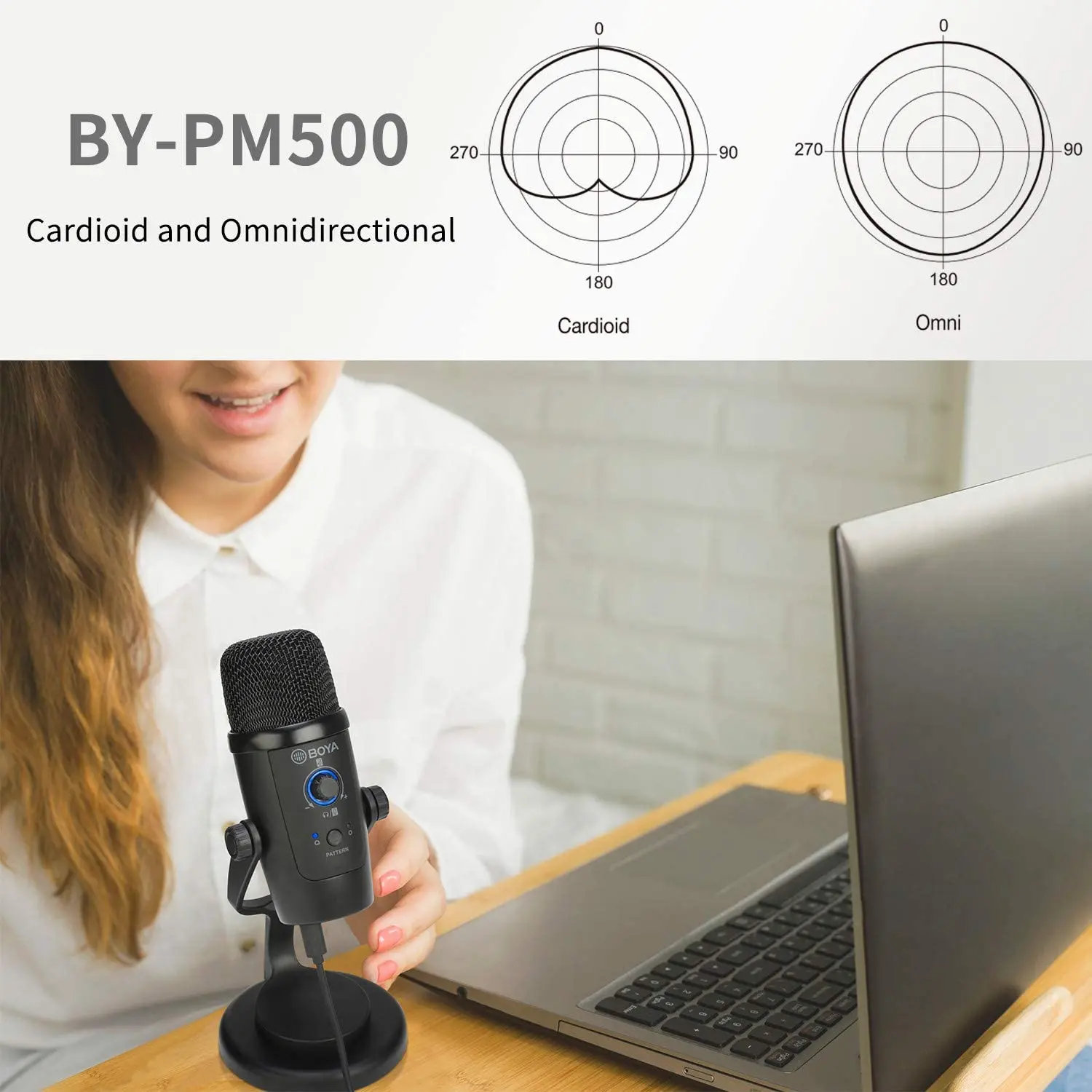 BOYA BY-PM500 Conference USB Condenser Video Microphone with Table Stand for Streaming Podcast YouTube Mac PC Smartphone USB-C