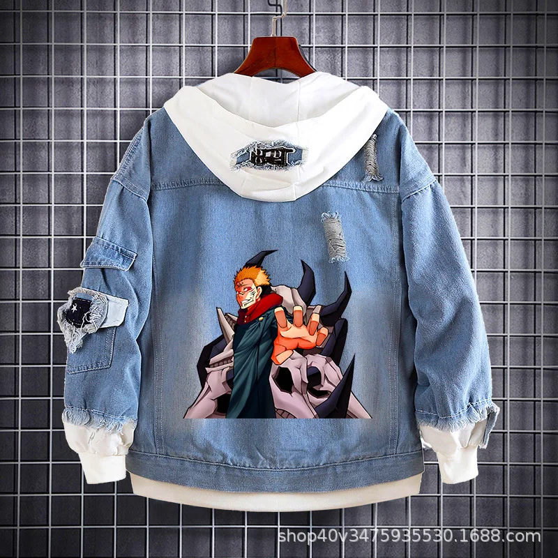 Knotweed Hisahito Fushiguro Megumi Gojo Satoru Denim Jacket JUJUTSU KAISEN Anime Denim Sweatshirt