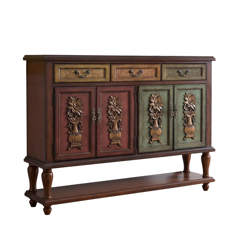 solid wooden standing vase display side entry cabinet console table for living room