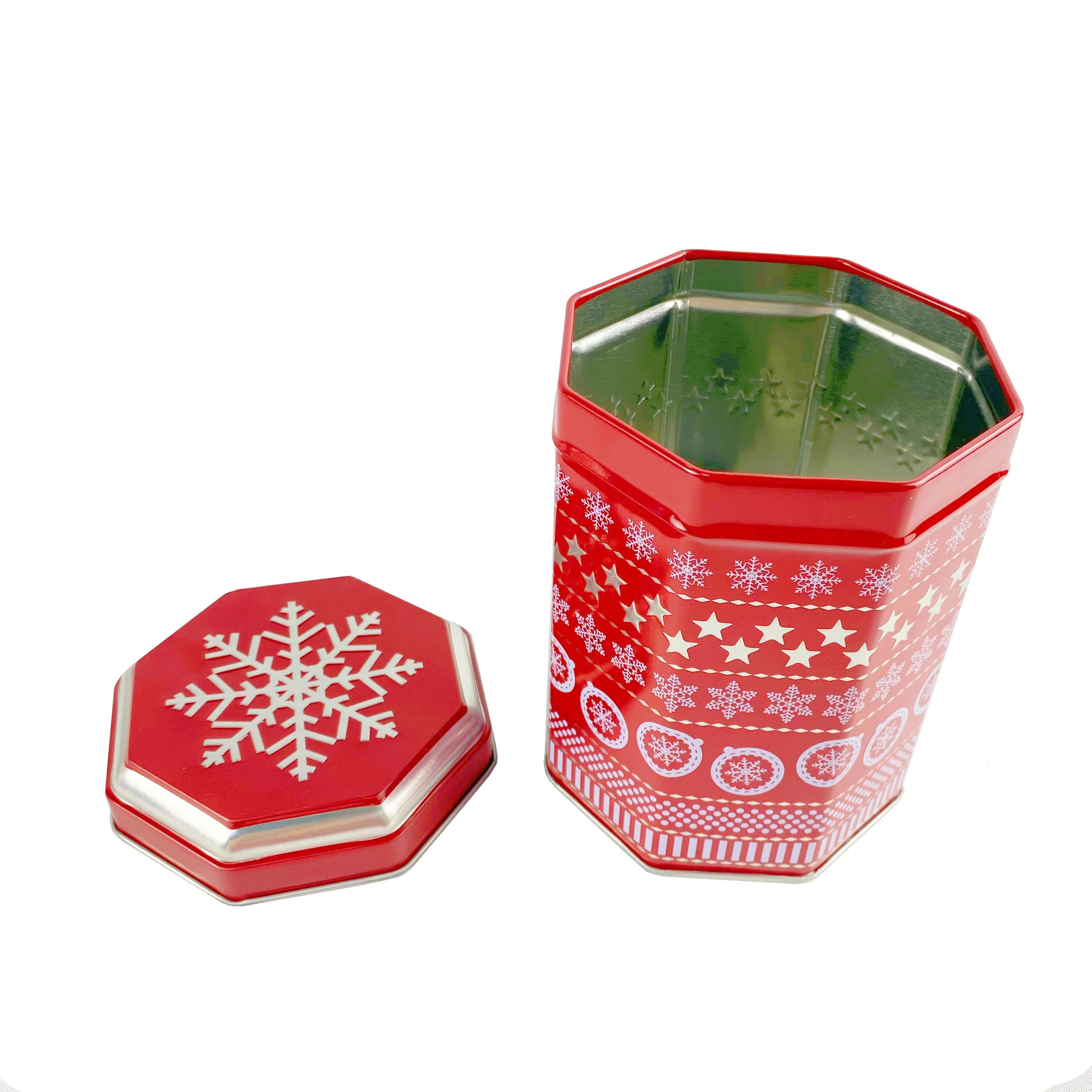 Восьмиугольная форма еды Чай Черный винтажный мультяшный жестяной музыкальный жестяной бокс с рельефом