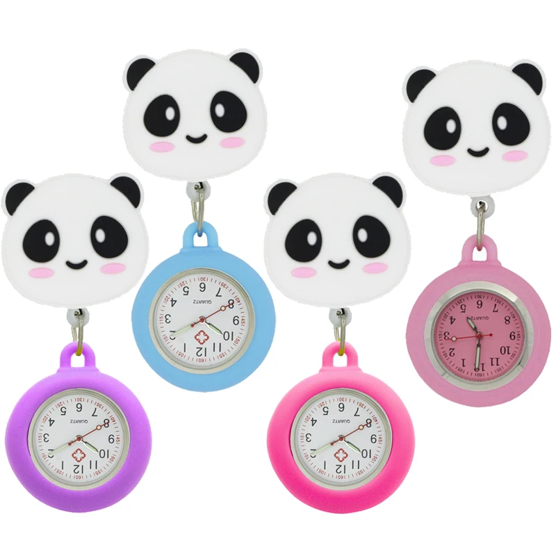 Panda Novel Design Pocket FOB Watches Pin Clip Breast Brooch Nursing Quartz Watch