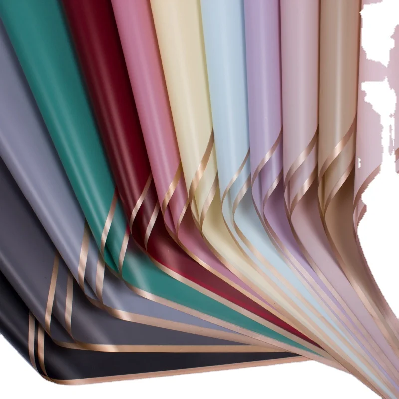 
Waterproof Flower Wrapping Paper Golden Edge Matte Paper 20 Sheets / Bag Bouquet Gift Wrapping Paper 
