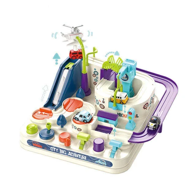 Inertial track car indoor logical thinking training adventure parent-child interaction 2-color optional educational toys