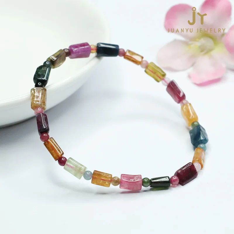 Wholesale precious stone jewelry crystals jade tourmaline Beaded Bracelets  handmade gemstones luxury jewelry  Crystal Beads