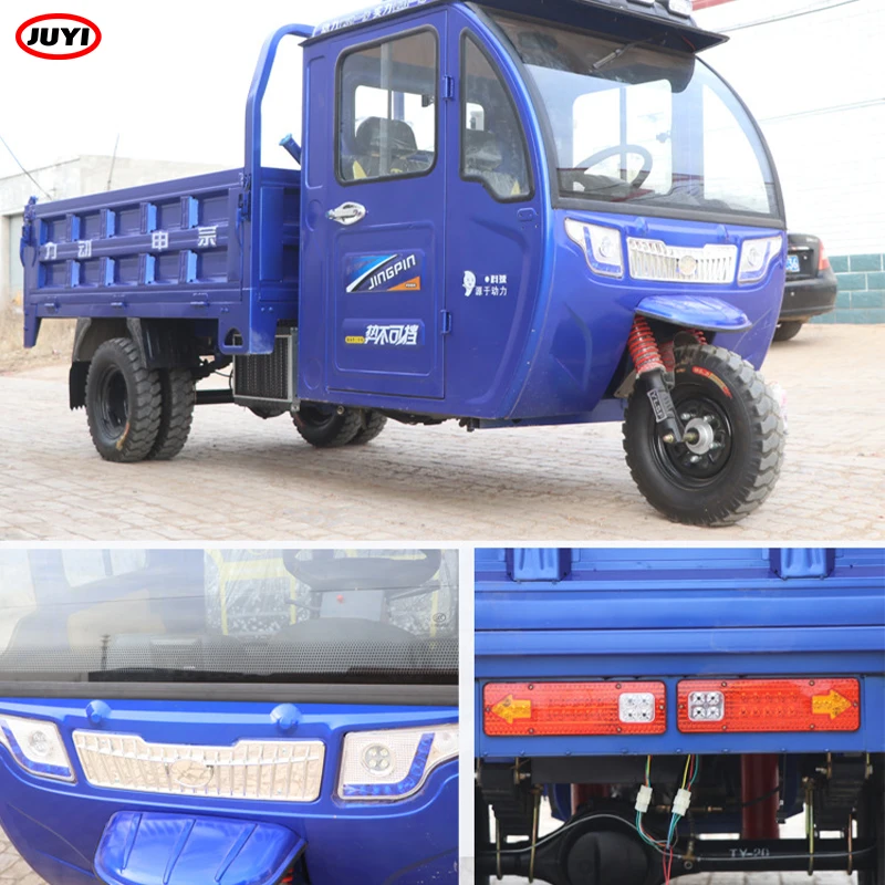 Custom Service Semi Closed Electric Fuel Tricycle cargo Three-Wheeler With Shed gas oil three-wheeled motorcycle