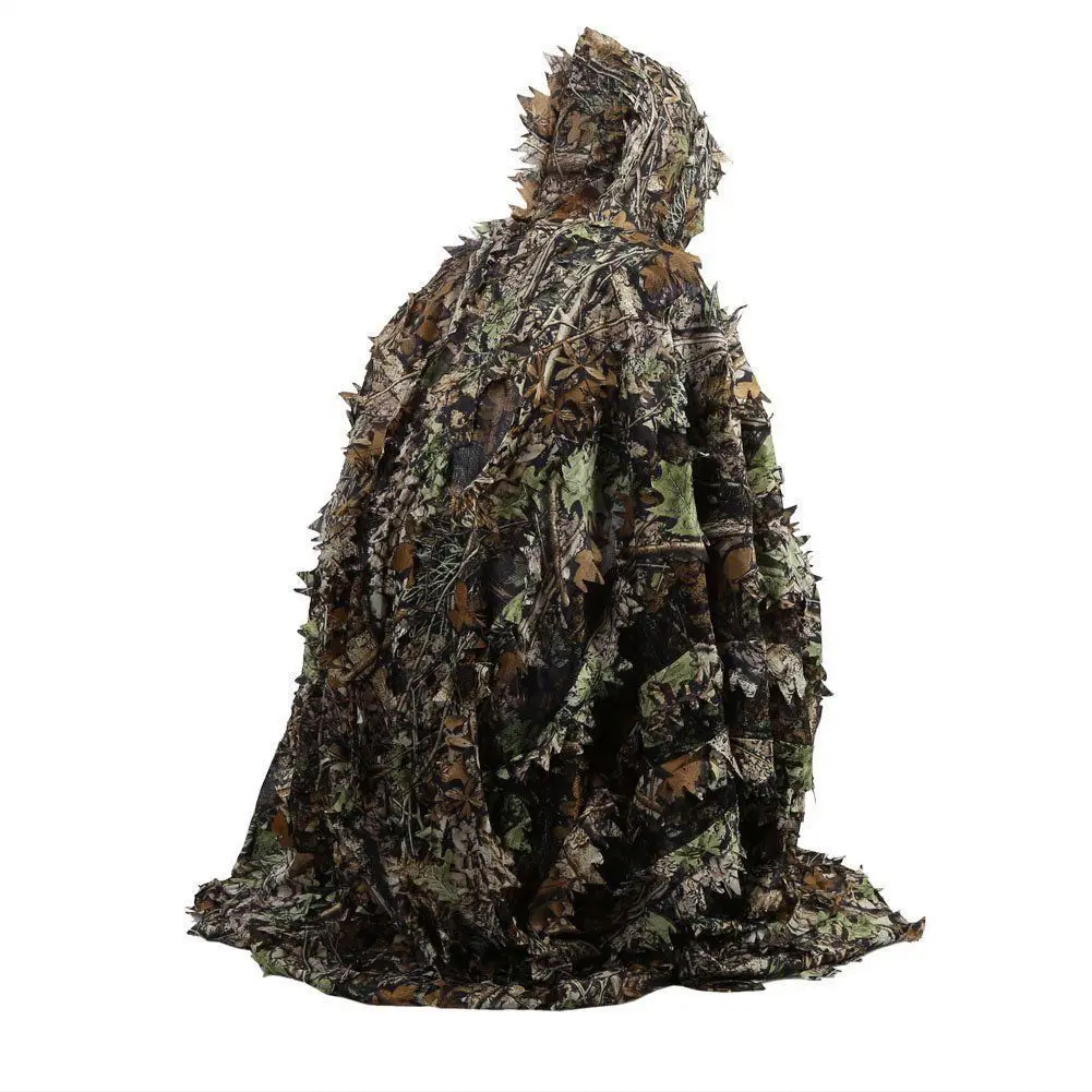 3D Leafy Camouflage Ghillie Suit Lightweight Breathable Hunting Clothes for Men