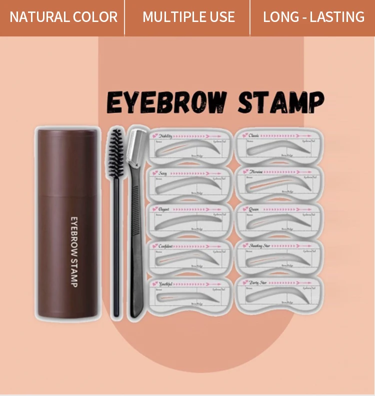 Waterproof Eyebrow Stamp Stencil Kit with Reusable Eyebrow Stencil and Brushes brow stamp