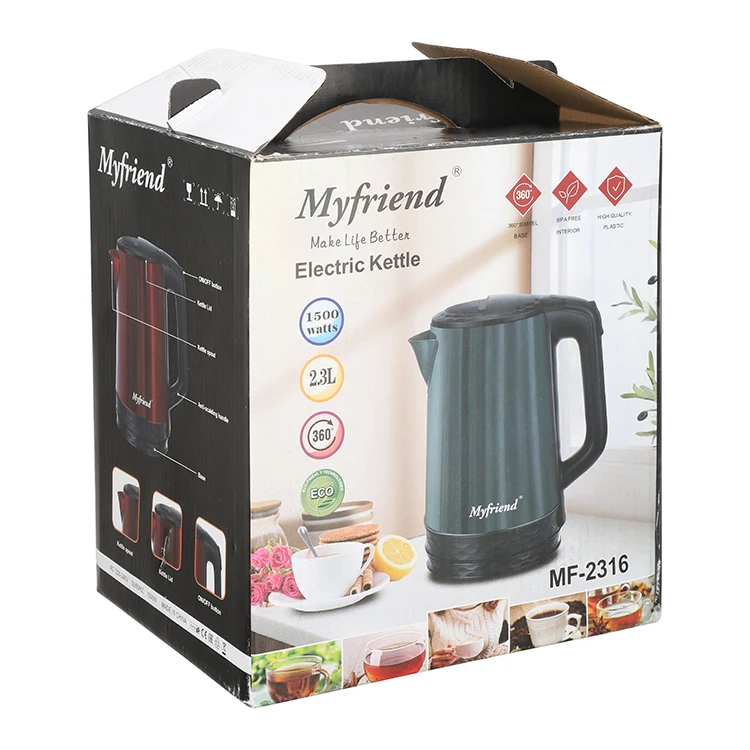 Large stock MF-2316 paint spraying housing red/green water level indicator 360 degree cordless electric kettle