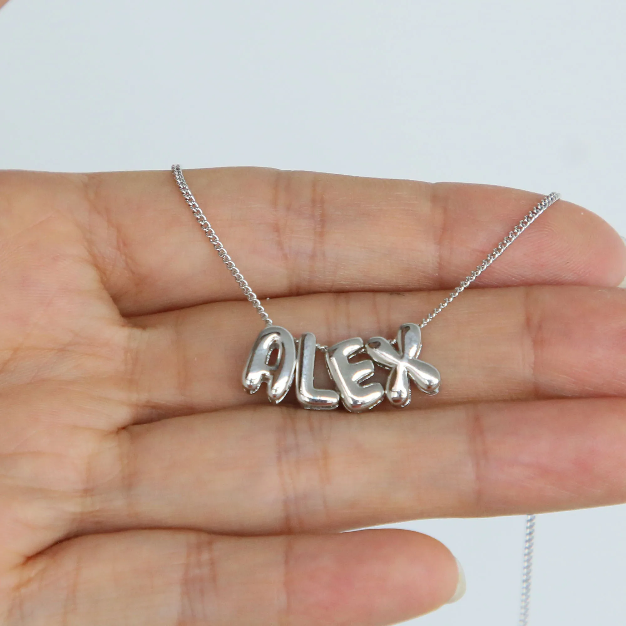 Hot sale DIY Brass gold plated polish 3d bubble initial letter name necklace