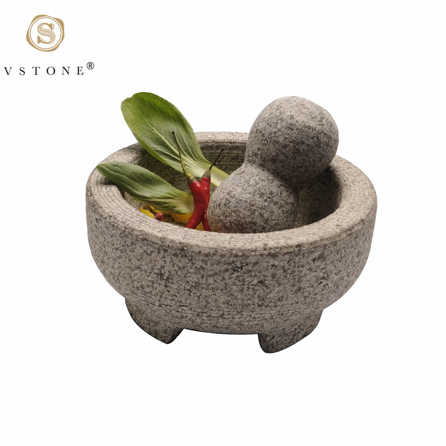 
Мексиканская ступка и пестик из гранита MOLCAJETE с пестиком для кухни и ресторана 