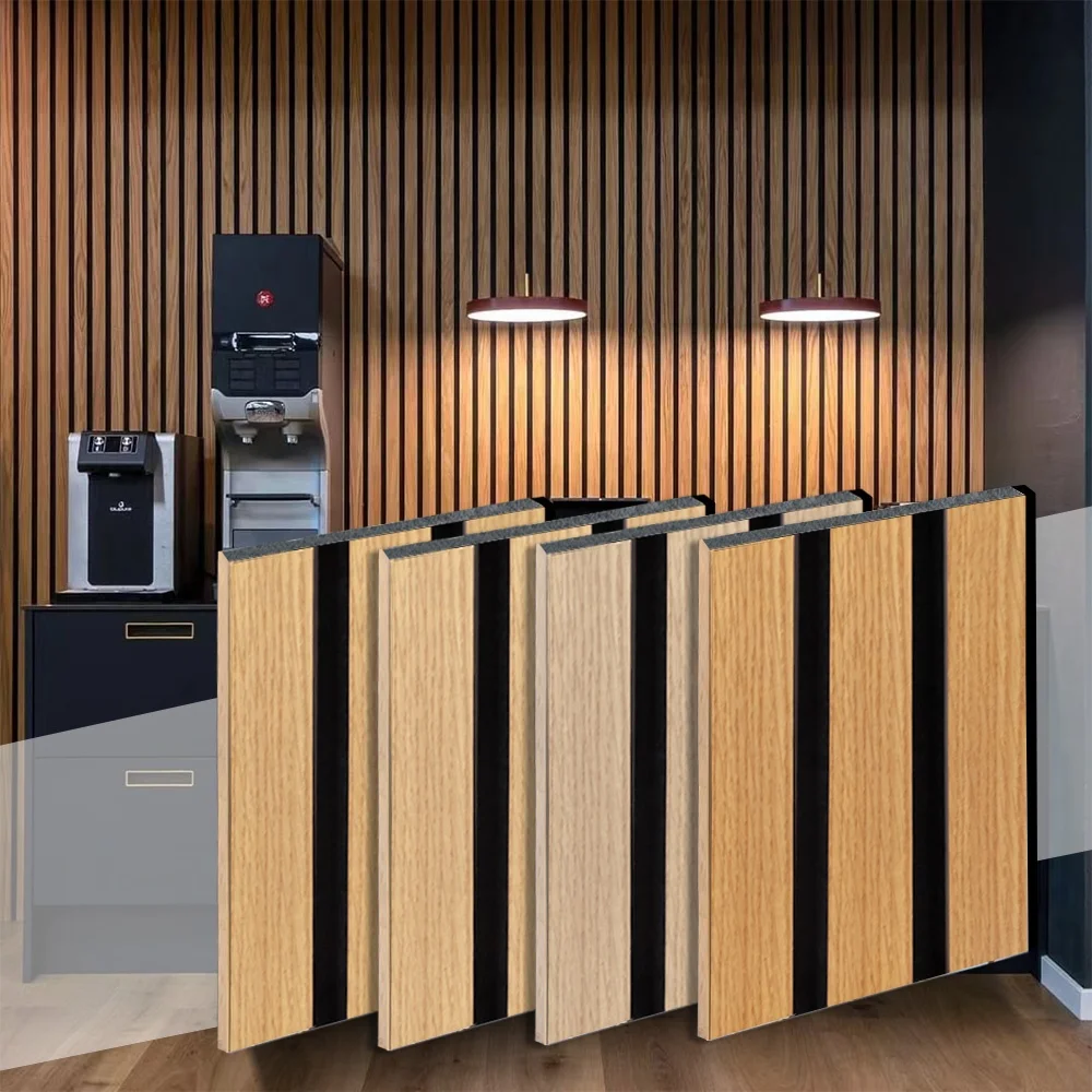 pet and slatted wood veneer acoustic panel sound absorption panel for wall and ceiling