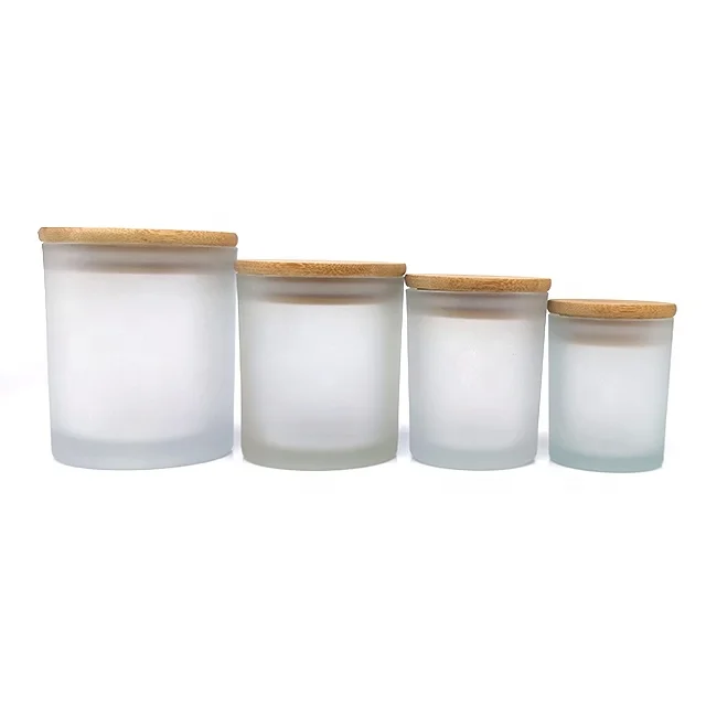 LKA07M 8oz 10oz 12oz 16oz многоразмерный матовый стеклянный подсвечник с деревянной крышкой для изготовления свечей