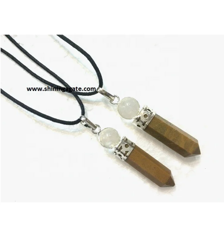 Wholesale Camel Jasper Pencil Pendant with Cord Wholesale Gemstone Pendants Natural Stone Cheap Pendants