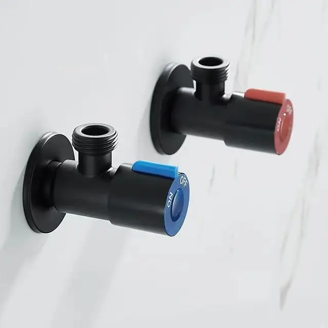 Wholesale Bathroom Fitting Black Angle Valve Stainless Steel 90 Degree G1/2 Toilet Water Control Angle Stop Valve