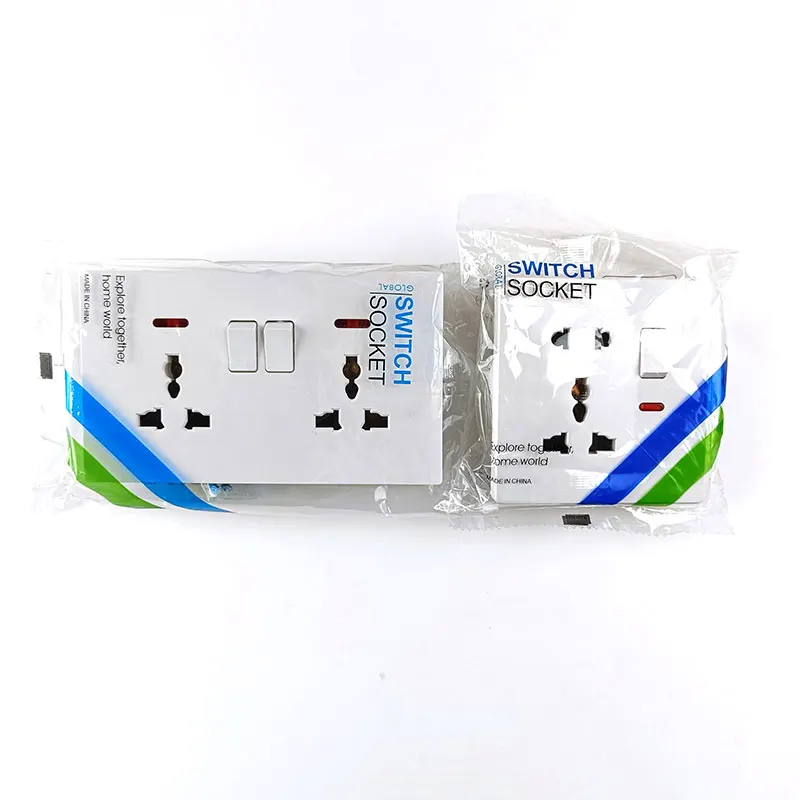 High-quality Double Panel Multi-function Safe 2 Position Socket with Switch Indicator Light household Hot Selling