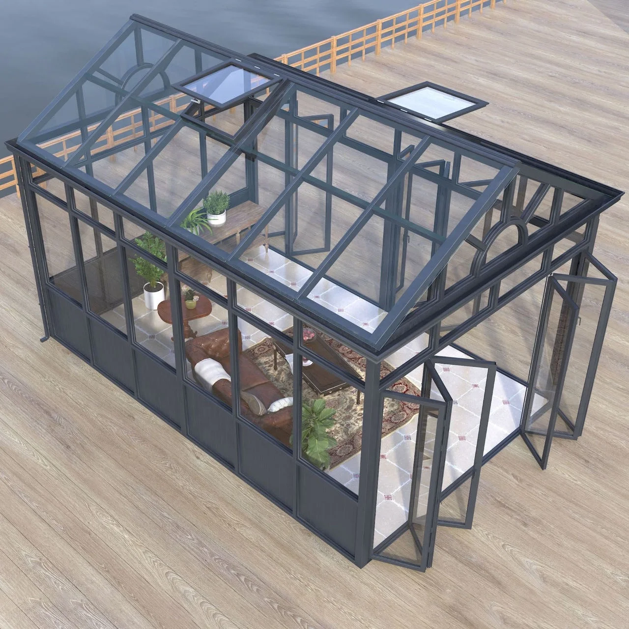 EROMMY Sunroom всезонная беседка солярий оцинкованная стальная крыша алюминиевая рама для улицы