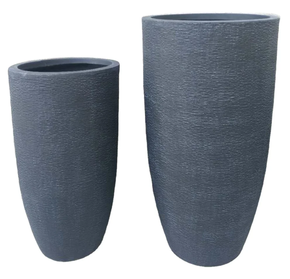 Large round outdoor decorative fiberglass cement flower planters
