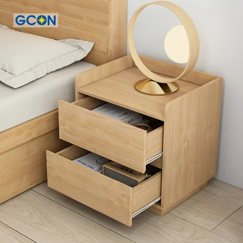 GCON Bedside Cabinet Table Bedroom Solid Wood Legs Nordic Bedside Nightstand Side Table