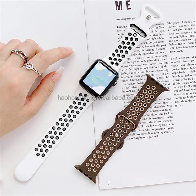 Dual Color 8 Buckle Silicon Watch Band for iWatch 38mm 40mm 41mm 42mm 44mm 45mm 49mm, For iWatch Two Tone Silicon Band