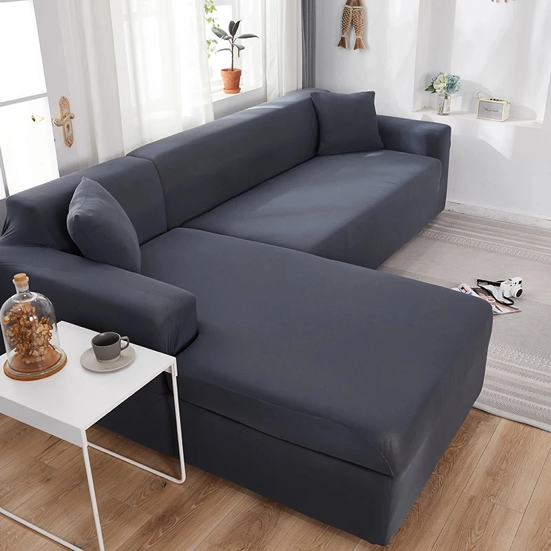 Plain Corner Sofa Covers for Living Room Elastic Spandex Couch Cover Stretch Slipcovers L Shape Sofa Need Buy Sofa Cover