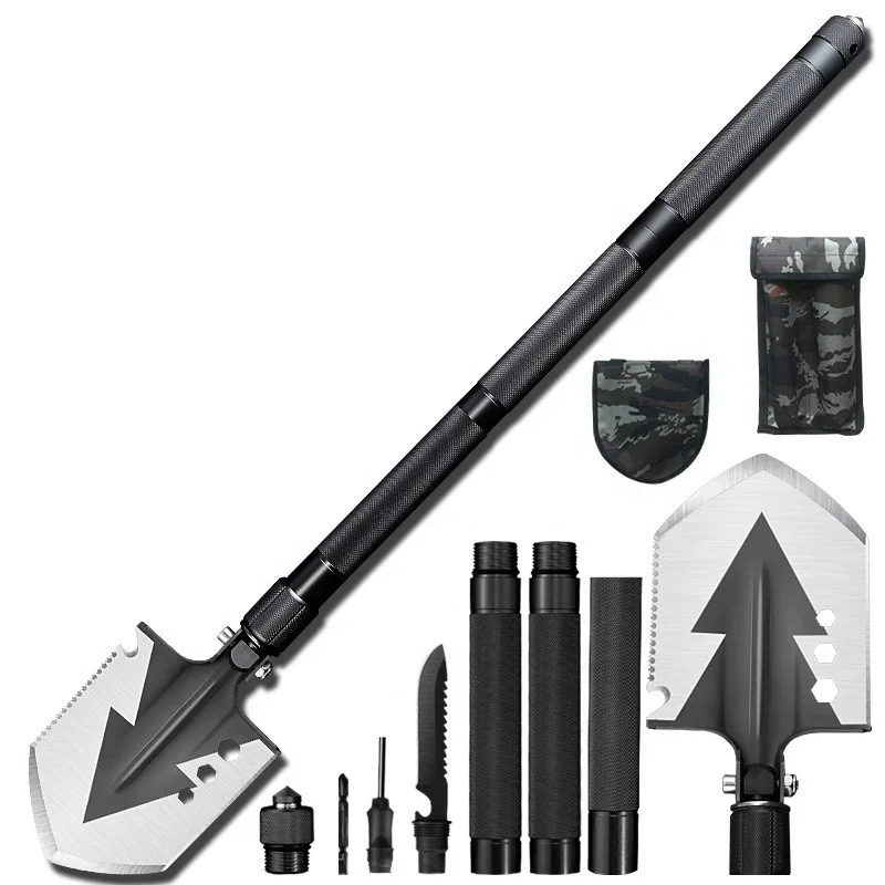 Multifunctional Portable Folding Shovel Handle Length Outdoor Gardening Tools Camping Stainless Steel Survival Shovel Set