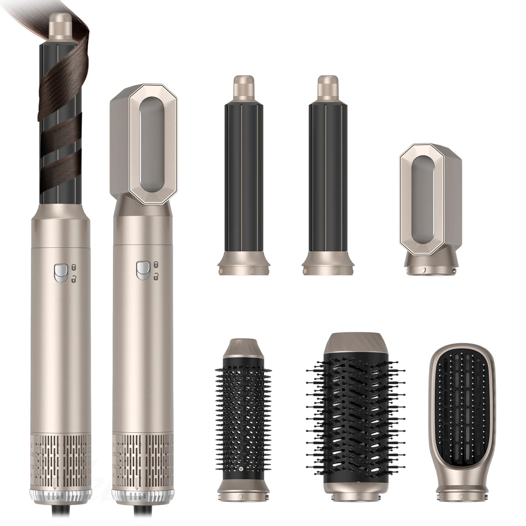 Professional Portable 6 in 1 Hair Styler Brush Automatic Hot Air Comb Curler with Negative Ion Easy Hair Dryer Curling Irons