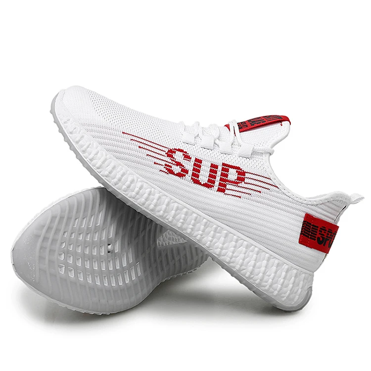 
Fashion Odm Oem Classic Trainers Breathable Mesh Sport Walking Slip On White Air Knitted Running Casual Shoes Men 