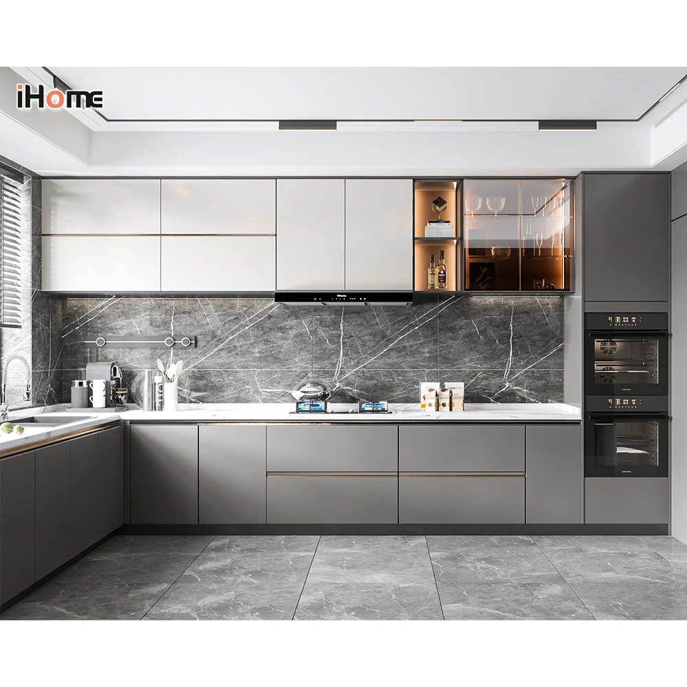 IHome Популярные Простые дизайны Готовые Кухонные мебельные шкафы с раковиной заказ онлайн