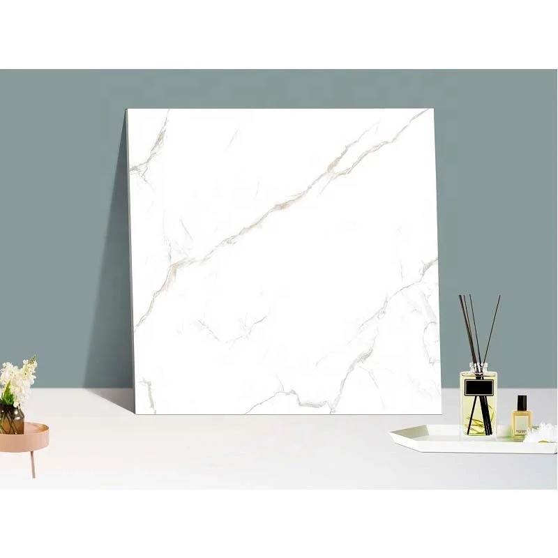 
High-end Villa Marble Look Ravello Jazz White Glossy Floor Tile Full Polished Glazed Porcelain Tile for Living room Bathroom 