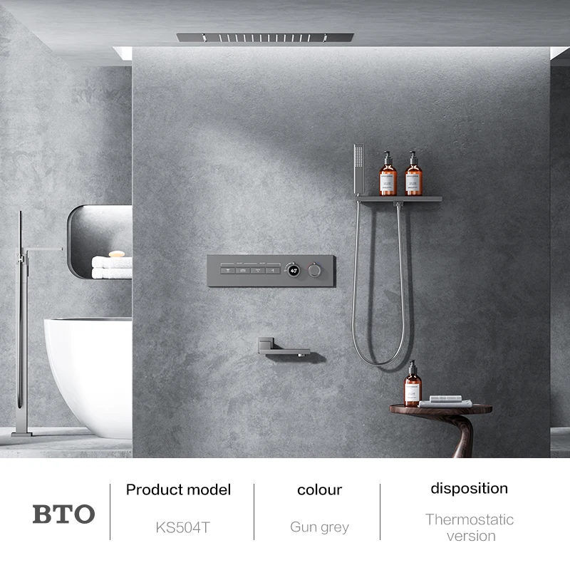 BTO 3 features suspended ceiling bathroom sets shower with large waterfall effluent with handheld shower