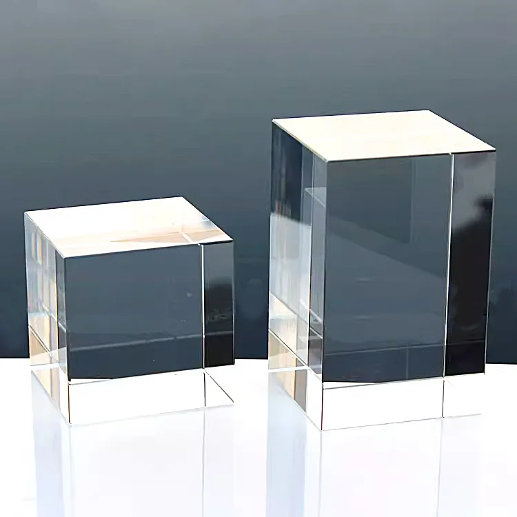 Multi Size Transparent Sparkling Tempered K9 Crystal Plate Blank Glass Cube Block For Engraved