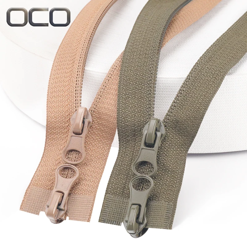OCO Wholesale custom double sliders zippers 5# nylon zipper with two-way separator zippers for luggage clothing accessories