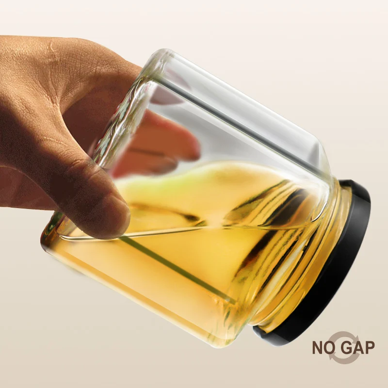 Wholesale Square Honey Glass Jar Jam Glass Jar Bocal en Verr With Lid Storage Food Container 50ml 80ml 100ml 200ml 280ml 380ml
