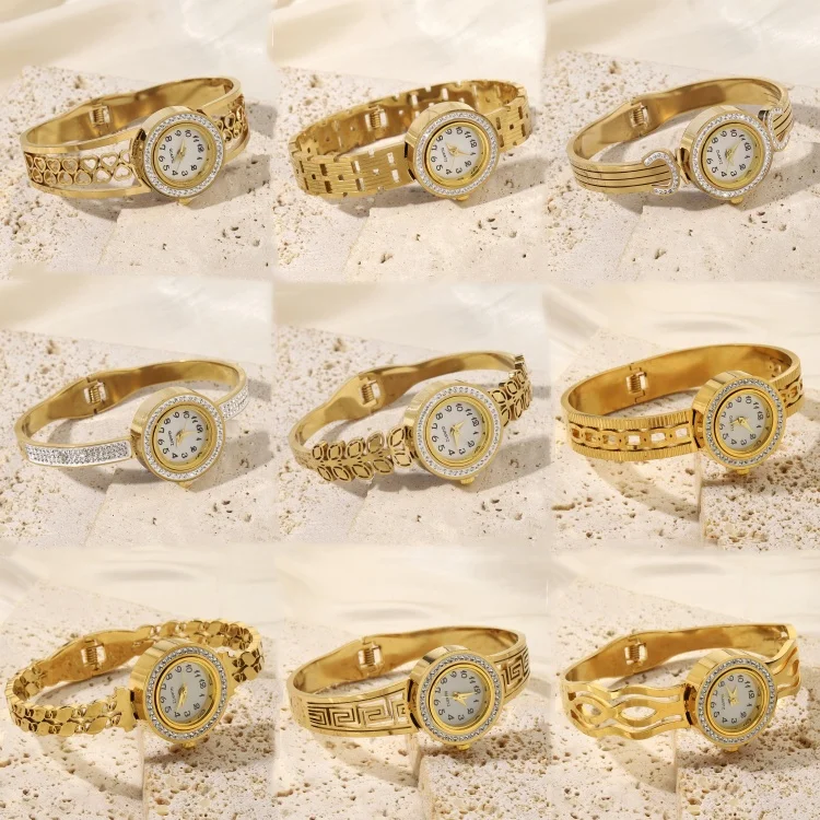 Wholesale Price Head White Zircon Bracelets dubai Fashion Stainless Steel Waterproof Women Bracelets Golden Jewelry For Women