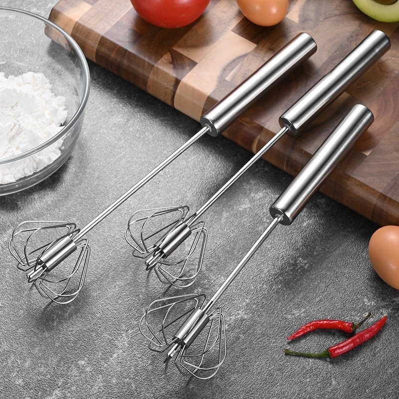 Hot Selling Kitchen Gadget Baking Tool Stainless Steel Hand Semi Automatic Kitchen Whisk Held Mixer Egg Beater Whisk Mixer