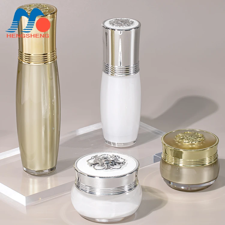 15g 20g 30g 30ml 50ml electroplated gold acrylic  figure top cosmetic cream jar and lotion bottle set