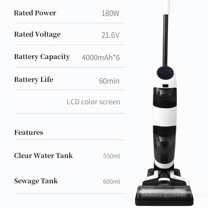With Led Light Portable Strong Suction Wireless Vacuum Cleaners Battery Machine for Deep Washing Cordless Vacuum Cleaner 20kpa