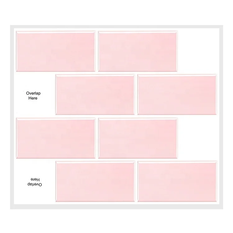 Kitchen and Bath Backsplash Wall Panel Classical Pink Peel and Stick Subway Tile Stick On Wall Sticker