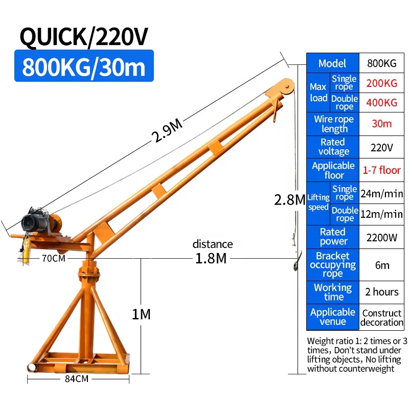 New model portable lift ratchet mini truck mounted crane with best price Construction Lifting Mini Crane 360 degree