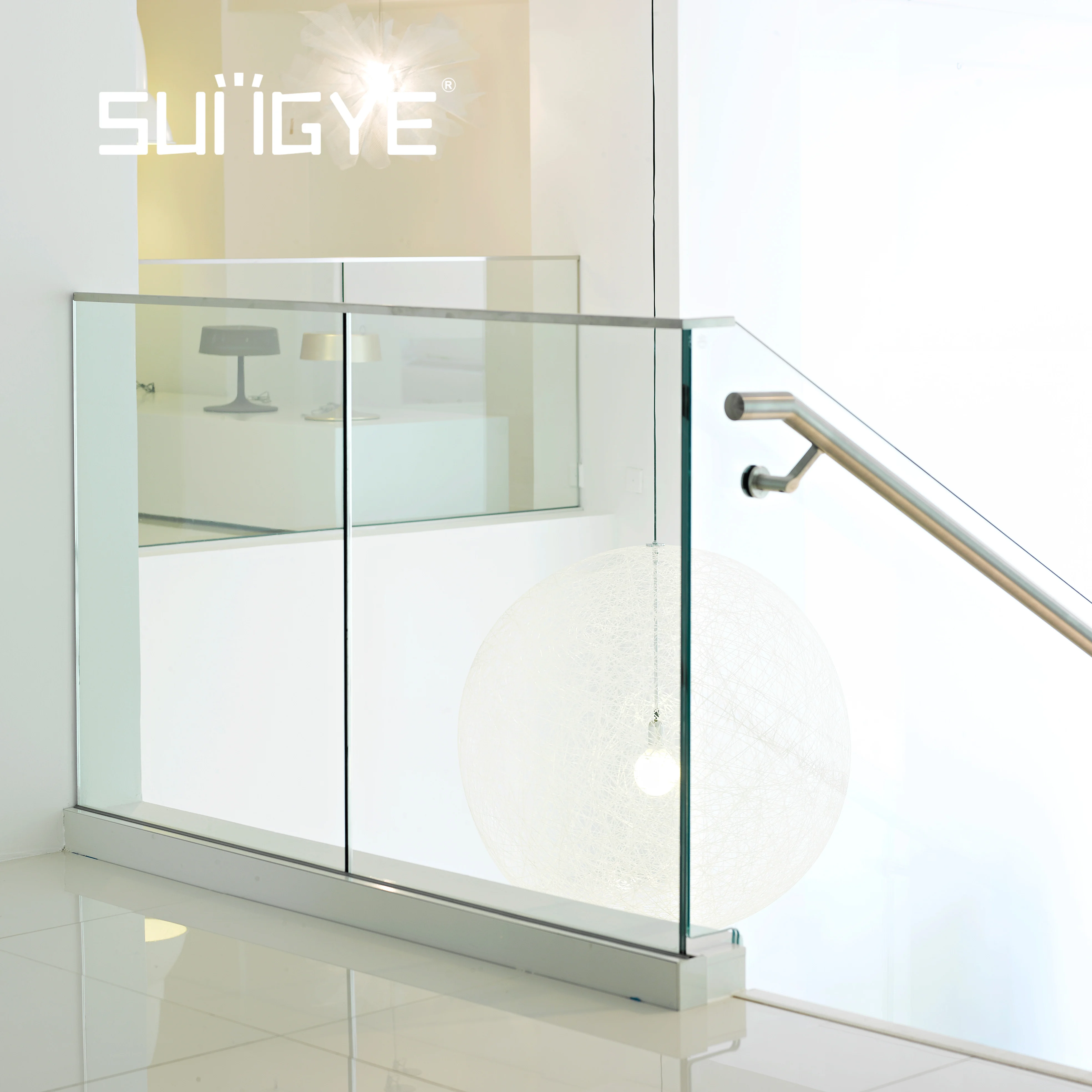 Glass stair rail panel banister kits systems balusters safety smoked glass stair landing glass staircase panels