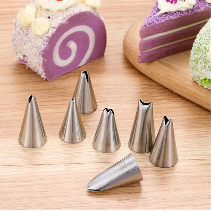 7PCS Tips Cream Pastry Cupcake Decoration Tool ss304 DIY Cream Leaves Pastry Tip Icing Piping Decorative Nozzles Set
